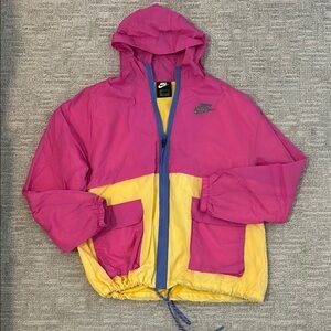 Nike Pink and Yellow Windbreaker